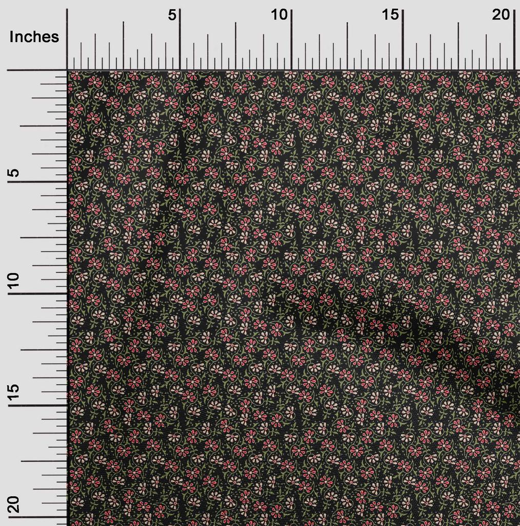 oneOone Cotton Flex Fabric Floral Block Print Fabric BTY 40 Inch Wide