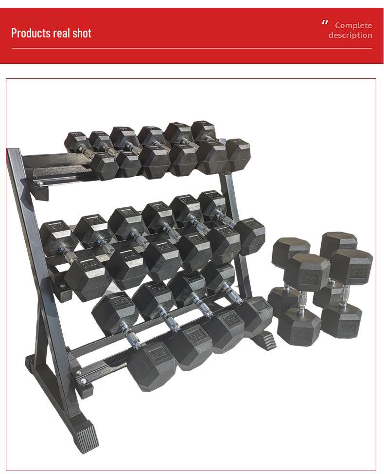 Rubber-Coated Hex Dumbbells - Solid Cast Iron for Home Gym Fitness and Muscle Building