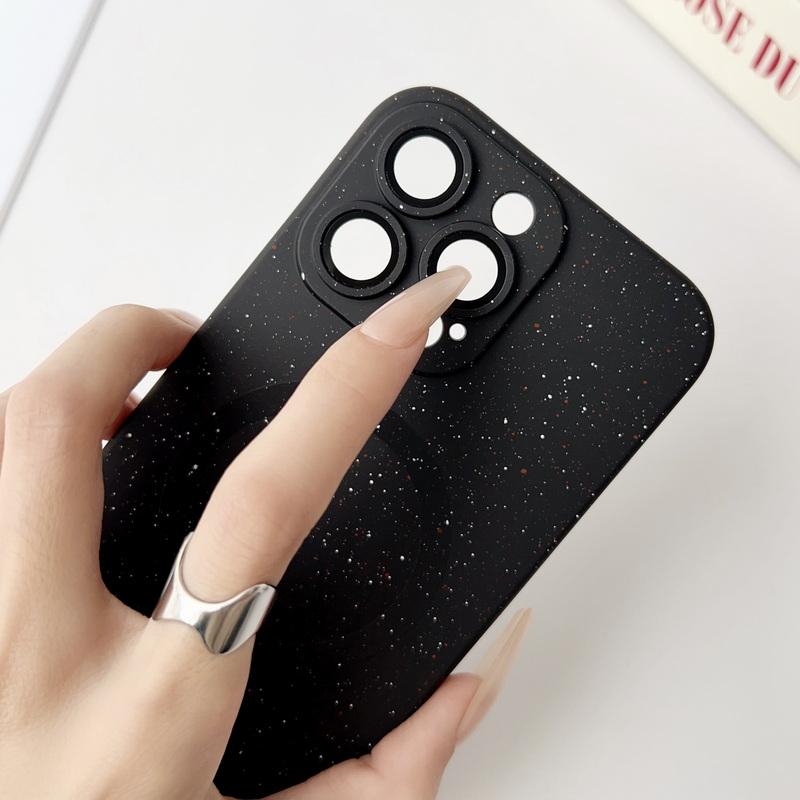 Dot Print Slim Magnetic Phone Case For iPhone 16 Pro Max 15 Plus 14 Pro 13 12 11 for Magsafe Matte Shockproof Lens Film Protection Soft TPU Back Cover