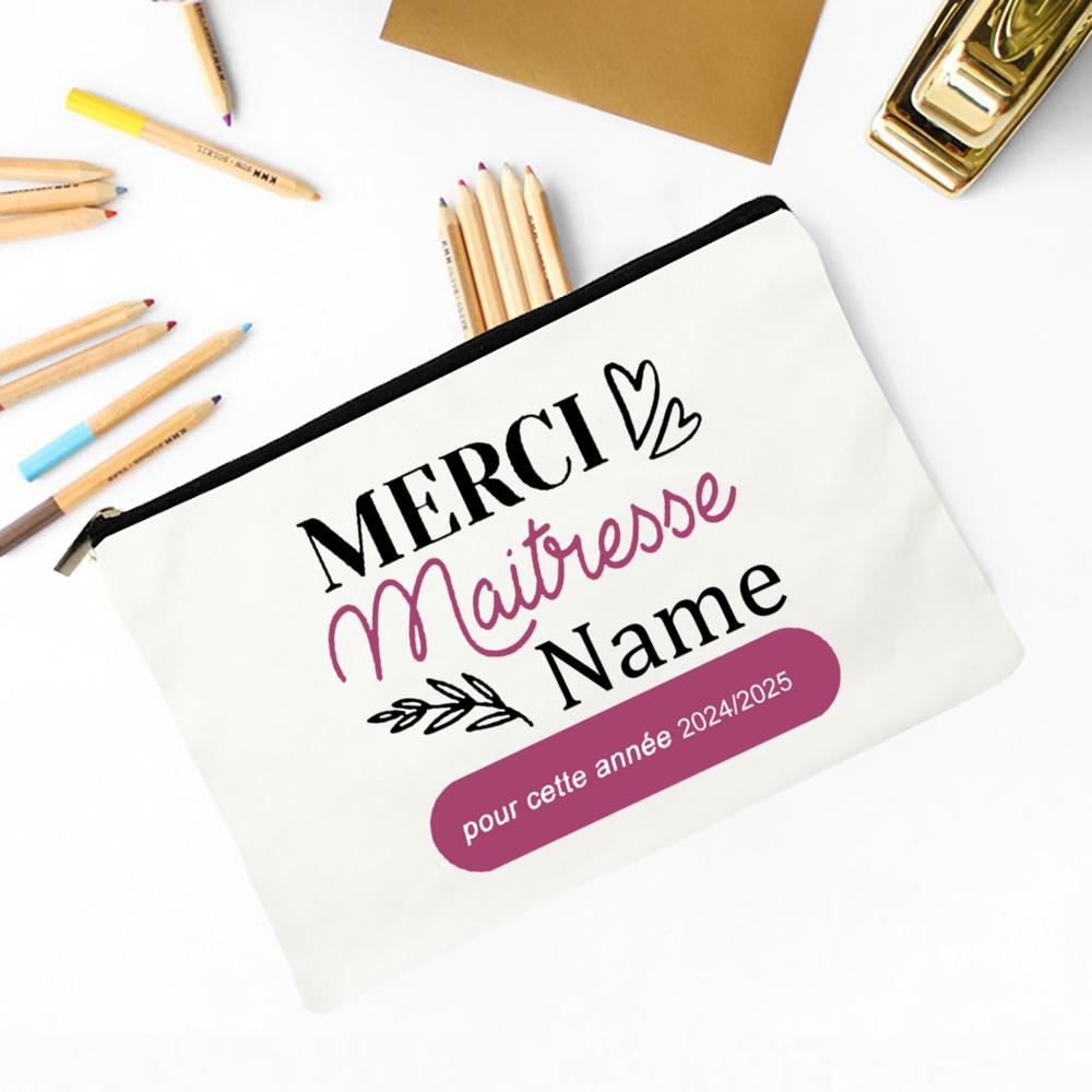 Personalized Makeup Bag Pencil Case Custom Teacher Name Stationery Bags Travel Toiletry Organizer Pouch Thanks Gift for Teacher
