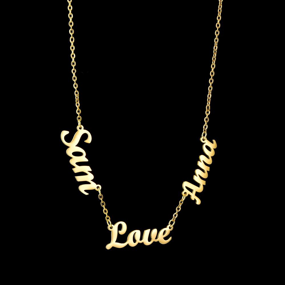 Collar Atoztide Personalizado con Múltiples Nombres para Mujer, Gargantilla Personalizada con Ojo Azul de Zirconia, Cadena de Acero Inoxidable, Joyería, Regalo