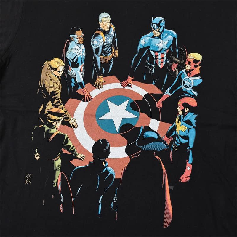 EVERSOUL Marvel Short Sleeve T-Shirt, Captain America, Avengers, Iron Man, Venom, Hulk, Birthday Gift, Men's, Black, XL Size [Parallel Import]