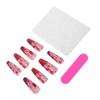24Pcs False Nails Red Black Smudging Reusable Artificial Nail Extension Tips for Holiday Dance Party    