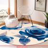 Luxuriöser Blauer Rosenmuster Runder Teppich Küchenflur Läufer Schlafzimmer Wohnzimmer Weicher Teppich Rutschfester Bereichsteppich