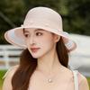 Summer Elegant Organza Fisherman Hat For Women Wide Brim Pearl Bow Sun Hat Mom's UV Protection Beach Hat 2026 New