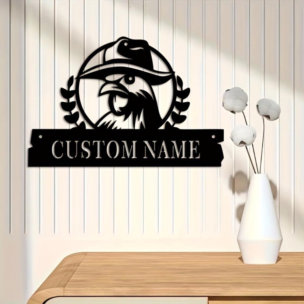 Metal Rooster Wall Art Black Rustic Home Decor Outdoor Garden Sign