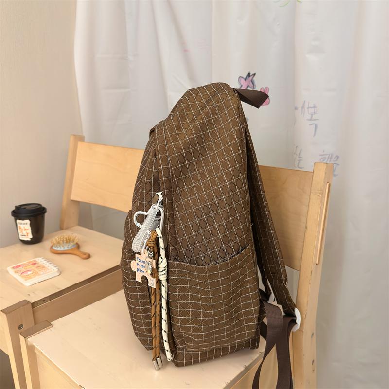 Karrierten Rucksack Große Kapazität Schülertasche Damen Reise Rucksack
