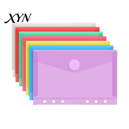 Subject Sorting File Organizer Plastic Folder with Label Pocket, Hook And Loop Closure Clear Push-type Round Buckle Poly Envelope Document Folder,