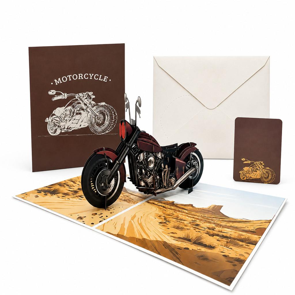 Modern Motorcycle 3d Pop Up Card For Birthday Gift For Dad