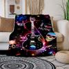 "Electric Guitar with Skulls & Music Notes Art Print Poster"Blanket Flannel Throw Blanket for Sofa, Bed, Travel, Camping, Office