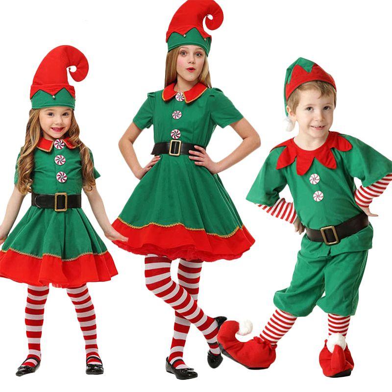 Festive Green Elf Santa Claus Costume For Adults And Kids Perfect For Family Christmas Celebrations
