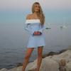 Women Elegant Off Shoulder Long Sleeve Bodycon Dress Stretchy Outfit
