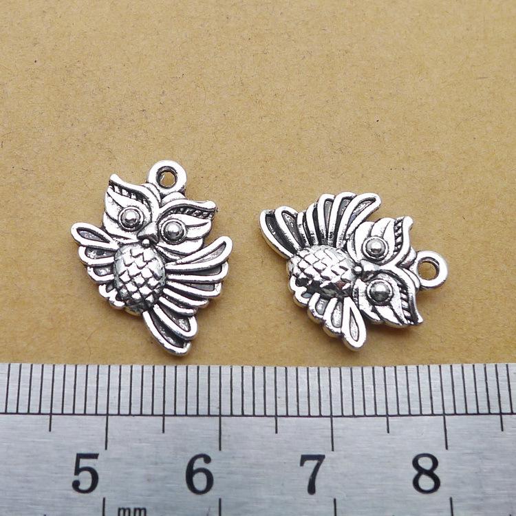 B6191 15x19mm Antique Silver Owl Jewelry Charms, 100pcs, 1.8g Each