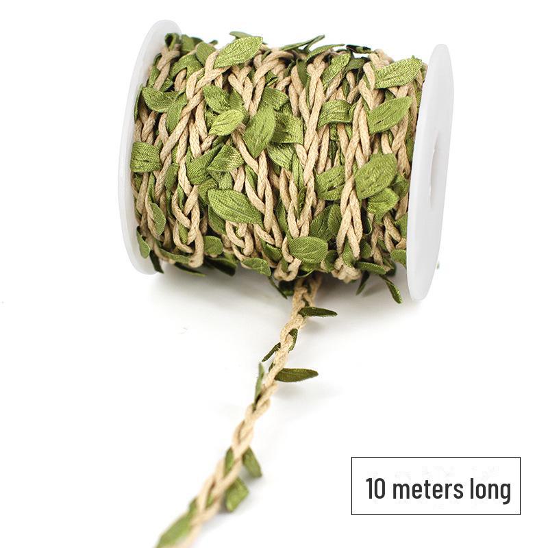 10m DIY Rattan Green Leaves with Hemp Rope for Kindergarten Decor