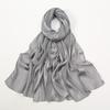 Spring and summer light and breathable satin simulation silk long towel high-end striped shawl plain color simple and versatile bag headscarf women