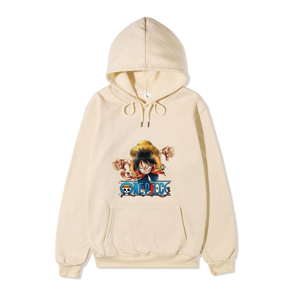 One Piece Monkey D. Luffy Hoodie, Anime Character Printed Pullover Hooded Sweatshirt Casual Long Sleeve Hoodie