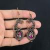 Pink Spiny Oyster 999 Copper Wire Wrapped Earrings, Handmade Gemstone Jewelry Earrings, For Memorial Day