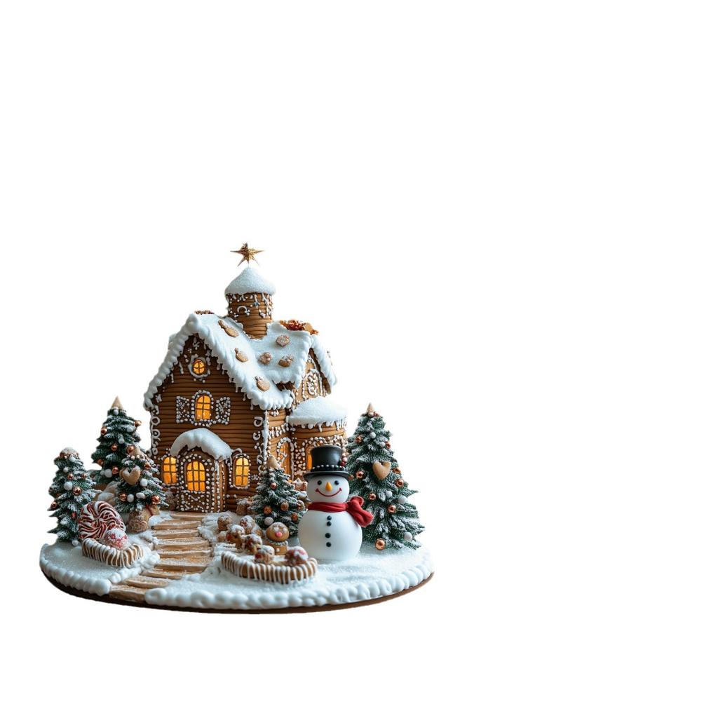 Maison en pain d'épices de Noël, Fête et Vacances, Salon et Chambre, Décoration de bureau, Colorée, Acrylique, Ornement étanche et résistant à l'usure