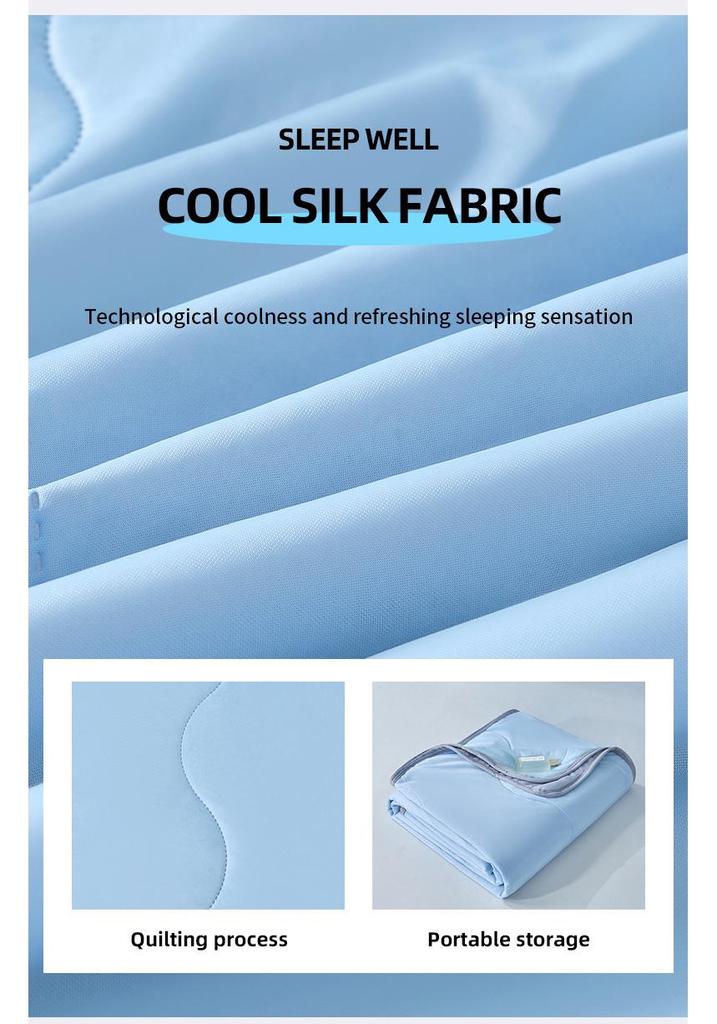 Cool Silk Summer Quilt: Air Conditioning-Ready, Ice Silk, Machine Washable, Solid Color Throw Blanket