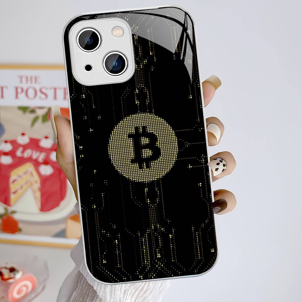 

B-Bitcoin For IPhone 14 13 12 Mini 11 Pro XS Max X XR 14 Plus Tempered Glass Cover iphone 11pro max