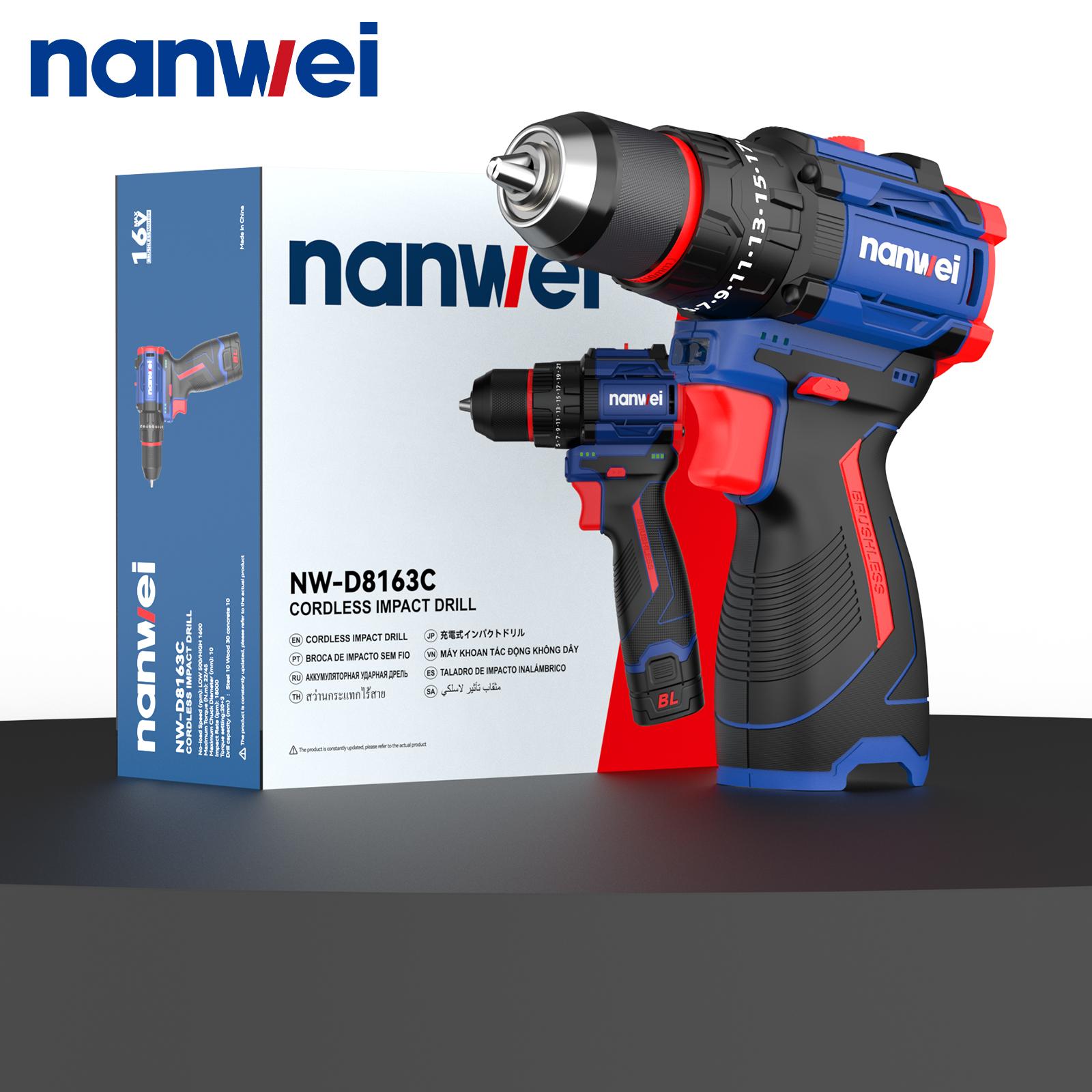 

NANWEI 45N Electric Screwdriver 1600 rpm, 10 mm chuck, with impact function no battery and charger