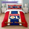 Lyon FC Custom Name Text Bedding Set 1 Duvet Cover+2 Pillowcases Soccer Logo Personalized Gift For Special Occasion Bedroom Decor