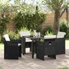 5-piece Garden Dining Set with Black Rattan Cushions 3380589