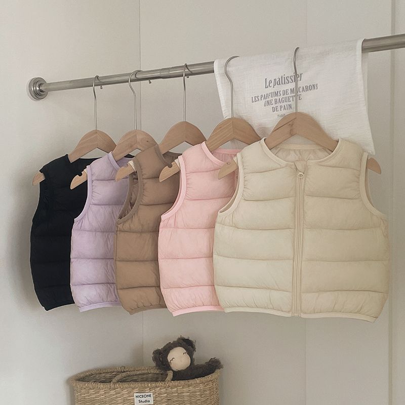 Gilet leggeri in cotone imbottiti di piuma per bambine, Gilet e panciotti per bambini, Gilet in cotone per bambini Autunno/Inverno
