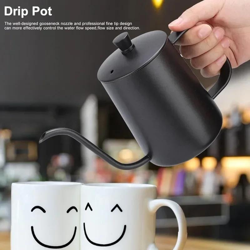 350/600ML Stainless Steel Drip Kettle Swan Neck Thin Mouth Pot Non-stick Coating Food Grade Gooseneck Drip Kettle Coffee Tea Pot