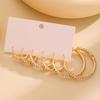 3 Pairs Women Earrings Ear-Pin Closure Stable Wearing Structure Multi-Size Hoop Earrings with Rhinestones Inlaid Jewelry Gift