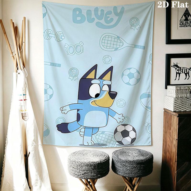 Bluey Animation Wall Hanging Printed Fabric Blanket Decorative Tapestries for Bedroom Living Room Home Decor