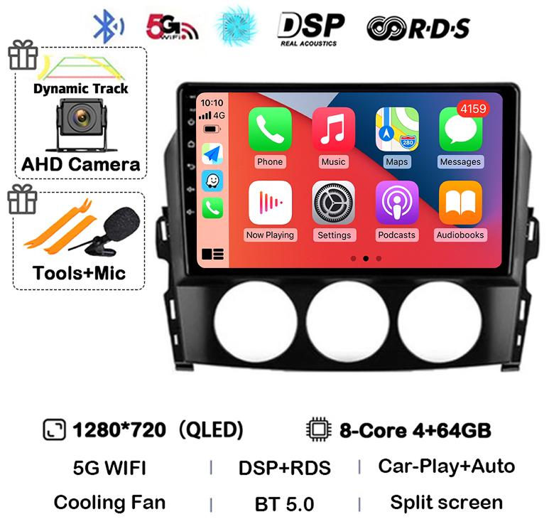 Android 14 Carplay For Mazda MX-5 MX5 III 3 NC Miata 2005-2015 Car Radio Multimedia Stereo Navigation GPS Head Unit Autoradio BT