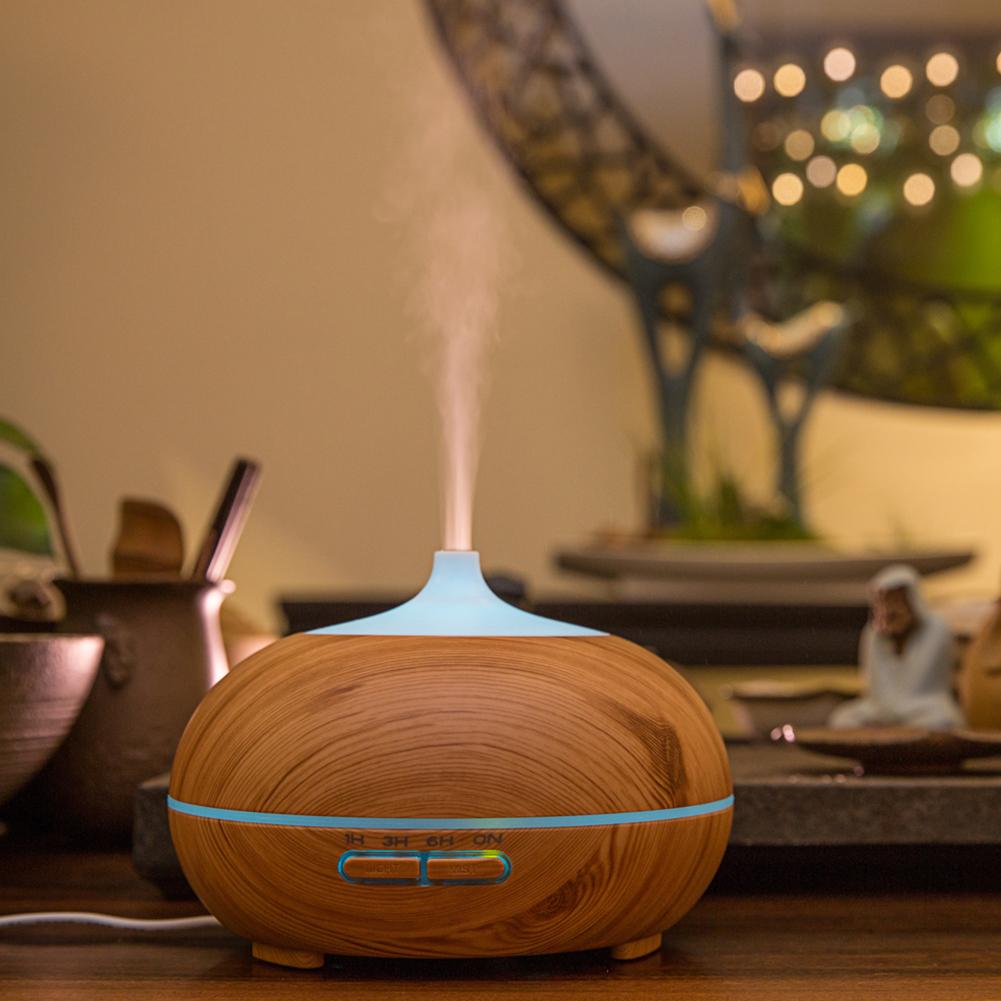 300ML 7Colors Change Wood Grain Aroma Air Humidifier