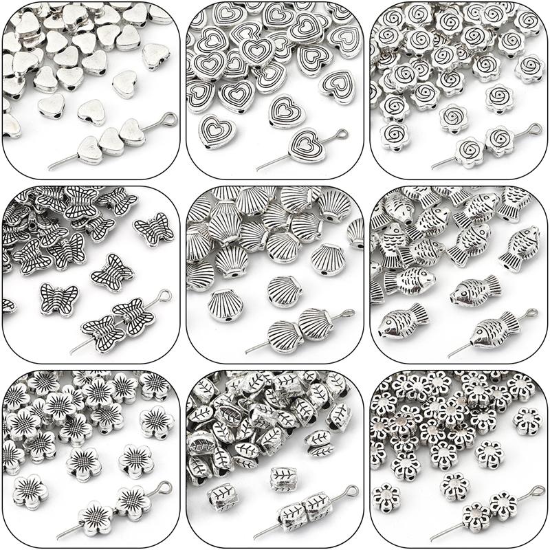 10-50 stk Legering Hjerte Butterfly Anheng Charms Shell Leaves Perler For DIY Armbånd Å gjøre smykker Funn