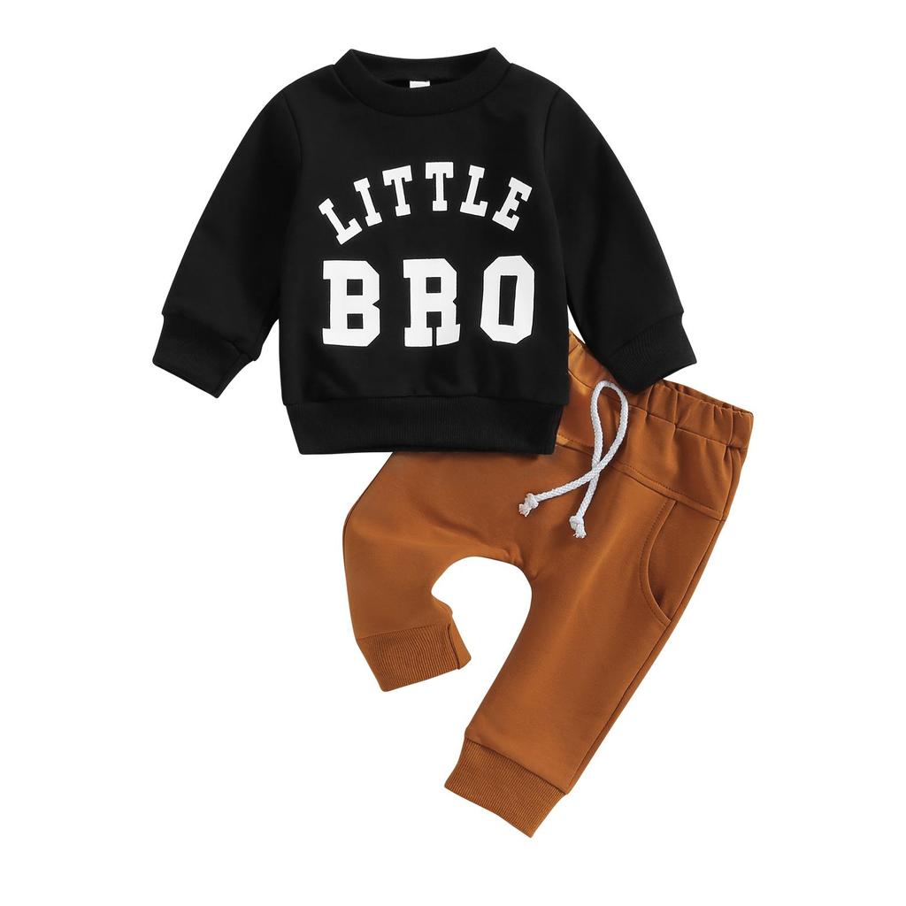 Baby Boys Pants Set 3M 6M 12M 18M Long Sleeve Crew Neck Letters Print Sweatshirt with Elastic Waist Sweatpants Infant Clothes