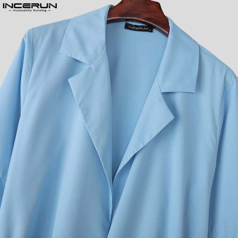 INCERUN Autumn Men Long Sleeve Belt Irregular Long Cardigan Coats Outwear