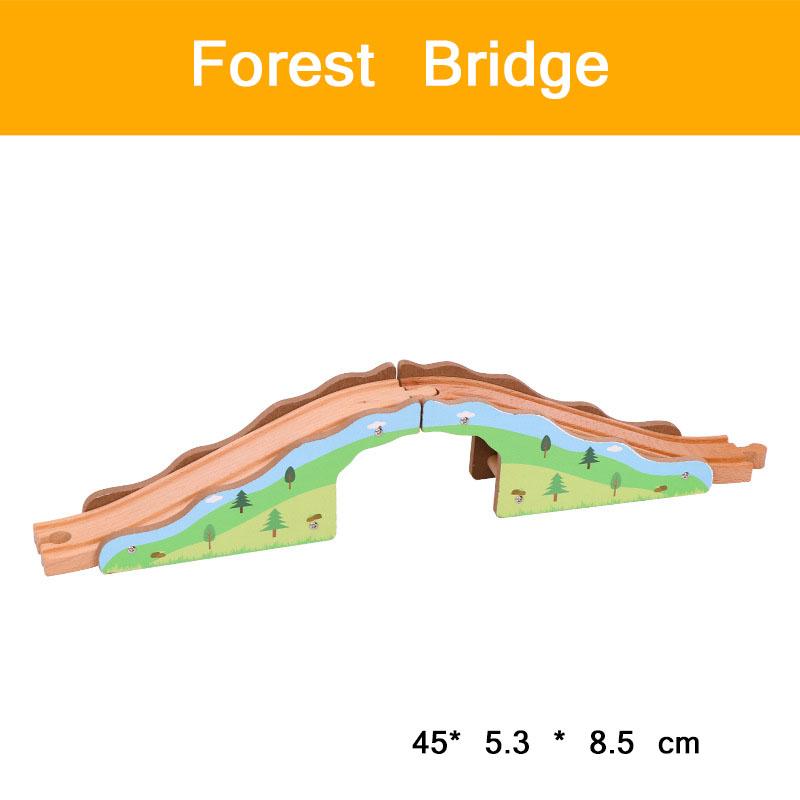 Pont de Piste de Train en Bois & Pièces de Course Accessoires de Chemin de Fer Jouets Éducatifs de Construction pour Enfants