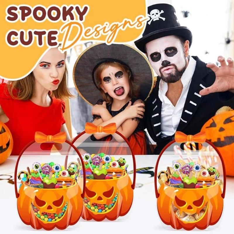 Reusable Clear Plastic Halloween Gift Pouches Halloween Containers for Candy Storage and Holiday Celebration