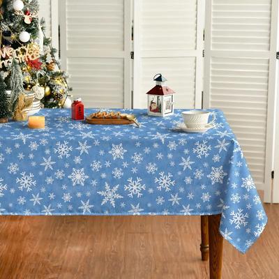 Christmas Blue Snowflake Rectangle Tablecloth Holiday Party Decor Winter Xmas Waterproof Tablecloth Christmas Decorations 2025