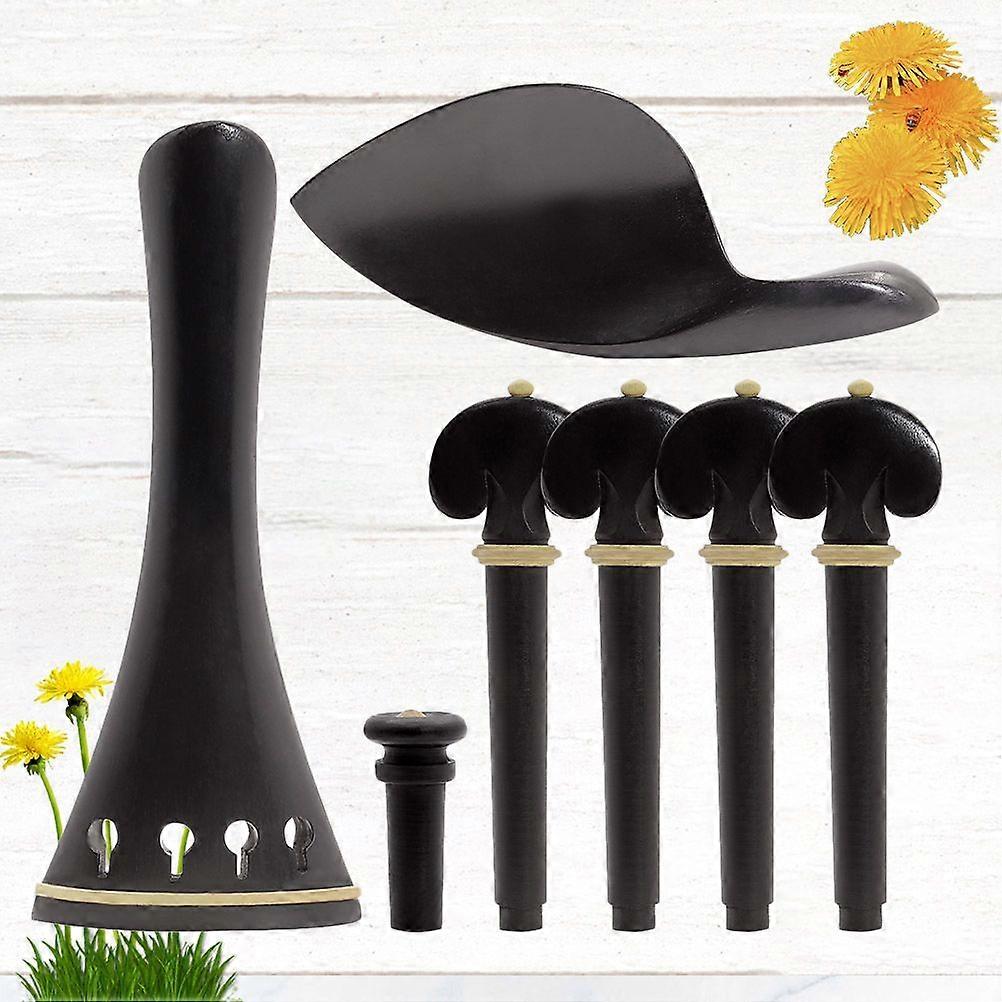 1 Set 4\4 Violin Spare Ebony Violin Tailpiece Chinrest Peg Endpin Kit Violin Fittings Decoration