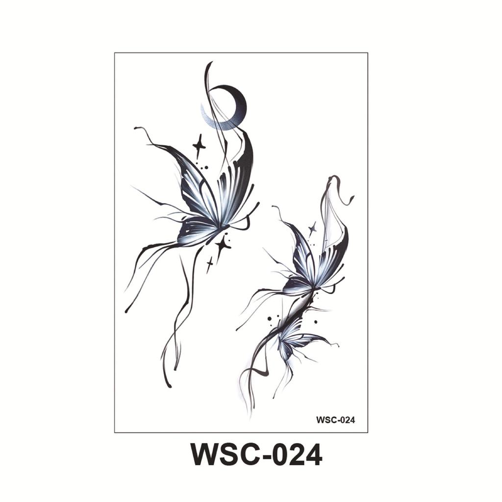 WSC Waterproof Non-Reflective Flower & Butterfly Tattoo Sticker