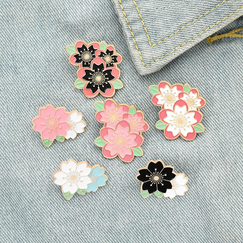 Sakura Simple Designer Series Enamel Pin Brooch Cartoon Women Men Denim Jackets Lapel Pins Backpack Badges Kids Fashion Jewelry