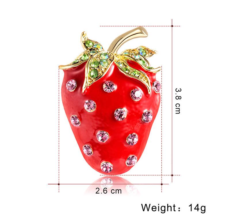 Exquisite Strawberry Brooch: Enamel and Rhinestone Fruit Pin Accessory