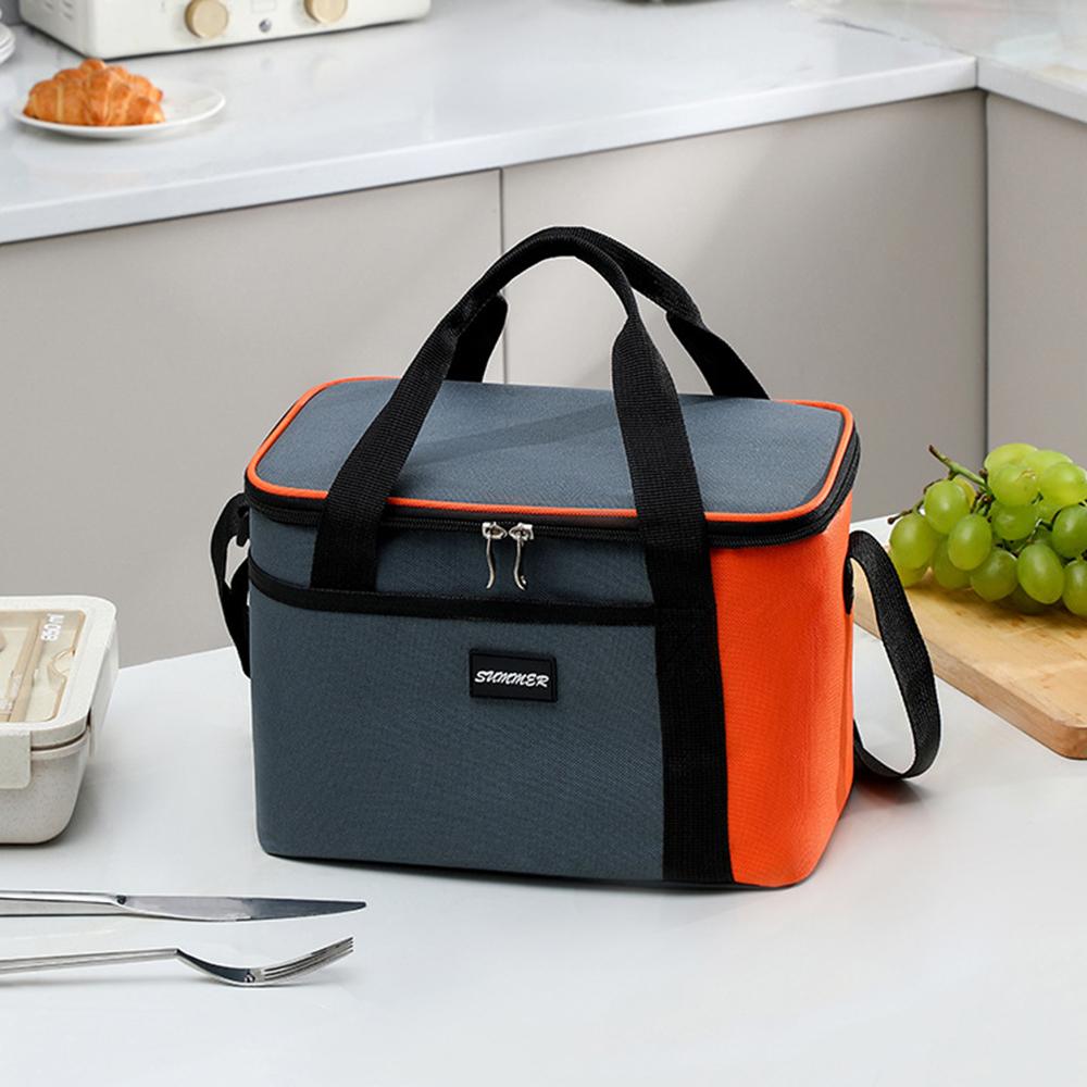 Size S 10L Portable Cooler Bag for Outdoor Picnic 600D Oxford Fabric Color Block Large Capacity Insulated Lunch Bag