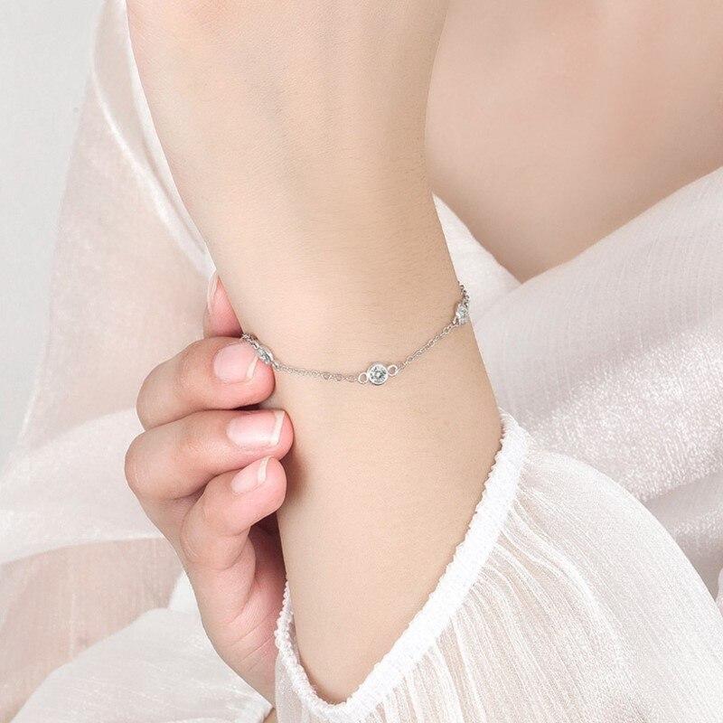 ANENJERY Colorful Geometric Crystal Zircon Chain Bracelet Female Simple Sweet Hand Jewelry