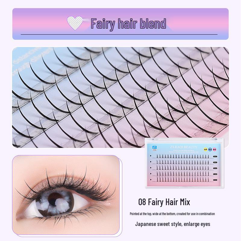 

Смешанные натуральные накладные ресницы в пять рядов: Индивидуальные ресницы «рыбий хвост» + А-типа для самостоятельного наращивания Standard