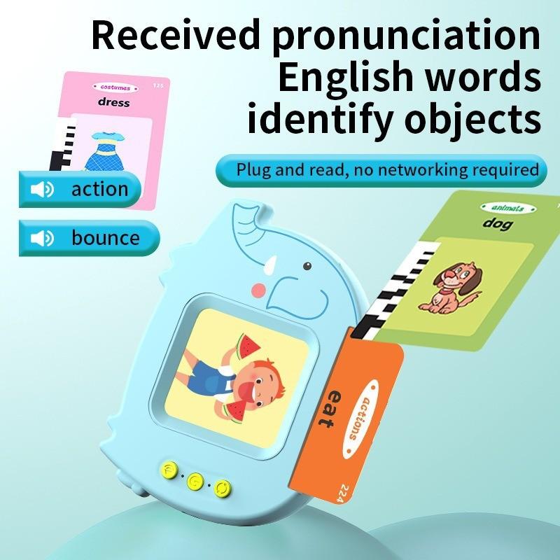Interactive Educational Elephant Storytelling Machine With 112 Multilingual Flashcards And Rechargeable Battery For Early Childhood Learning