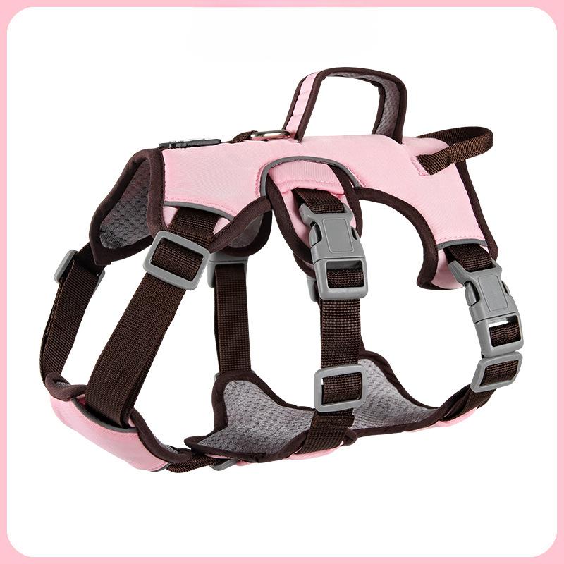 

Durable Pet Dog Vest Harness Explosion-proof Big Dogs Harnesses Reflective French Bulldog Collar Shepherd Dogs Walking Supplies M(7.5-14kg) рожевий