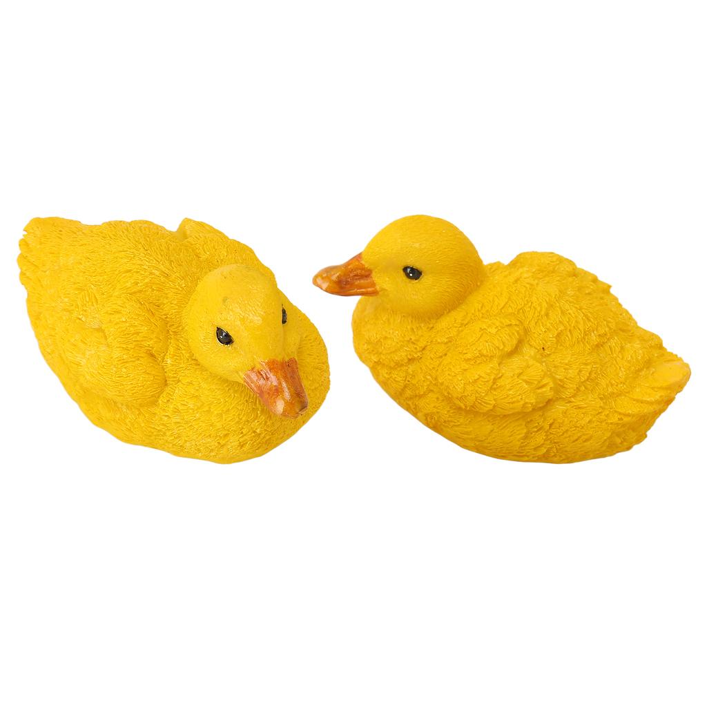 2pcs Duck Statue Simulation Innovative Cute Hand Painted Mini Resin Duck Figure for Garden Patio