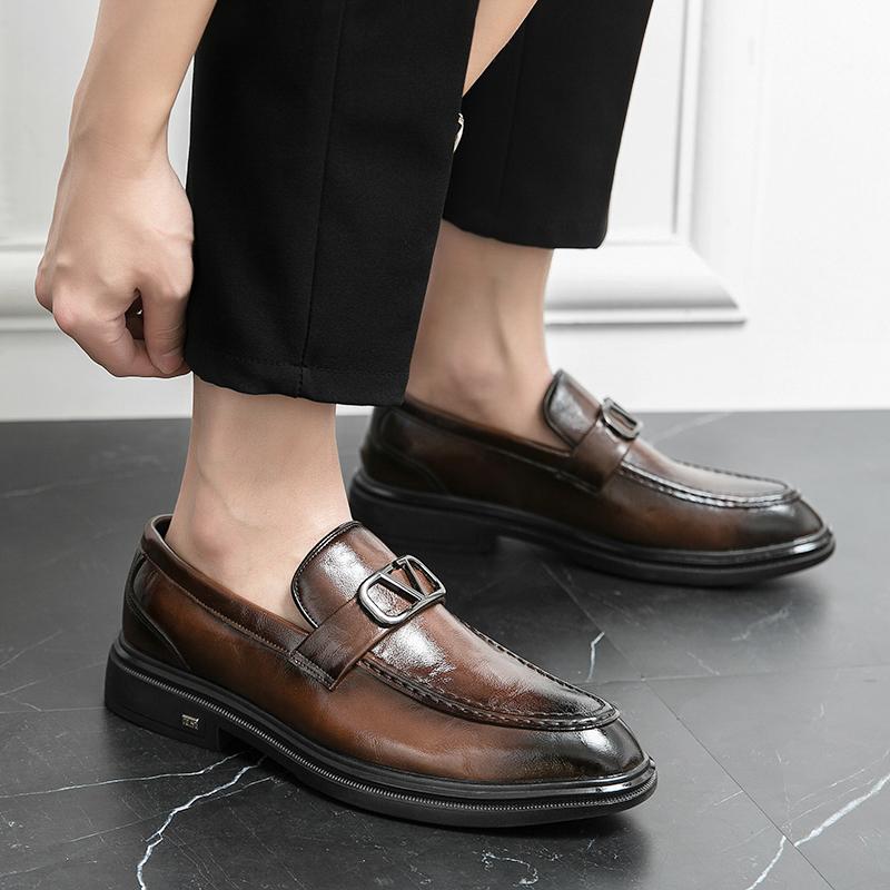 Men's Shoes Slip On Business Dress Office Shoes Crocodile Leather Shoes Outdoor Mens Buckle Casual Wedding Party Shoes Men Flats